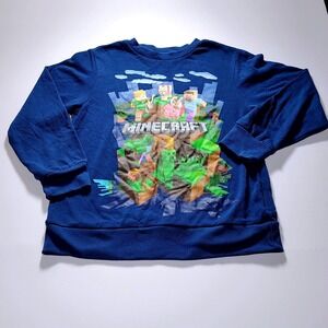 Minecraft Boys Long‎ Sleeve Graphic Sweatshirt Blue Character Kids Apparel